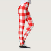 Rood en Wit Grote Grootte Gingham Checks Leggings (Rechts)