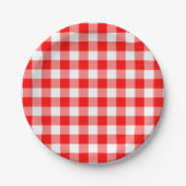 Rood en Wit Grote Grootte Gingham Checks Papieren Bordje (Voorkant)