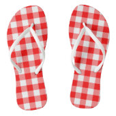 Rood en Wit Grote Grootte Gingham Checks Teenslippers (Voetbed)