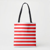 Rood en Wit Grote Grootte Horiz. Streepjespatroon Tote Bag (Voorkant)