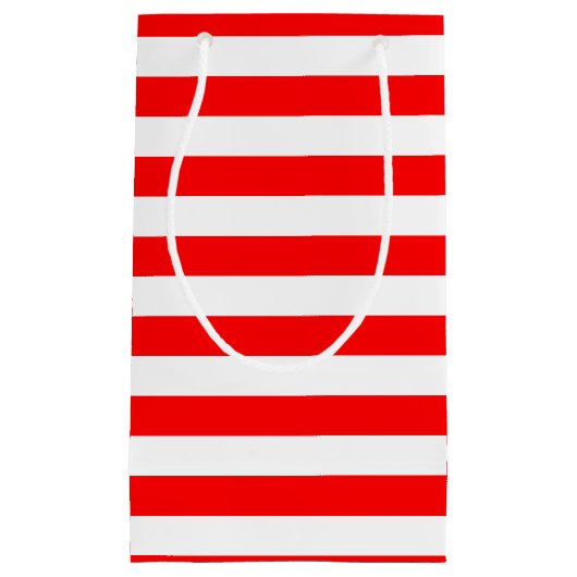 Rood en Wit Grote Grootte Horizontale Strepen Klein Cadeauzakje (Voorkant)