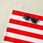 Rood en Wit Grote Grootte Horizontale Strepen Strandlaken (In situ)
