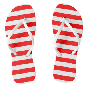 Rood en Wit Grote Grootte Horizontale Strepen Teenslippers