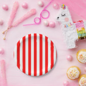 Rood en Wit Grote Grootte Strepen Papieren Bordje (Feest)