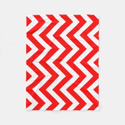 Rood en Wit Grote Grootte Verticale Chevron Fleece Deken (Voorkant)