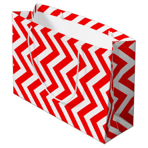 Rood en Wit Grote Grootte Verticale Chevron Groot Cadeauzakje