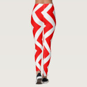 Rood en Wit Grote Grootte Verticale Chevron Leggings (Achterkant)