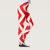 Rood en Wit Grote Grootte Verticale Chevron Leggings (Rechts)