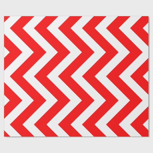 Rood en Wit Grote Grootte Verticale Chevron Strepe Cadeaupapier (Vlak)