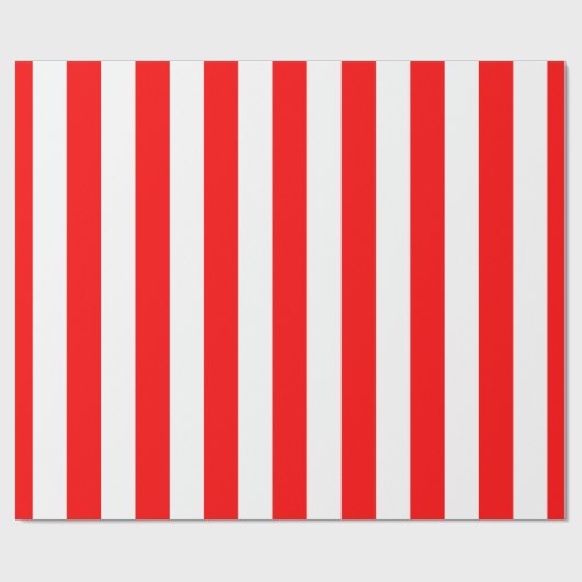 Rood en Wit Grote Grootte Verticale Strepen Cadeaupapier (Vlak)