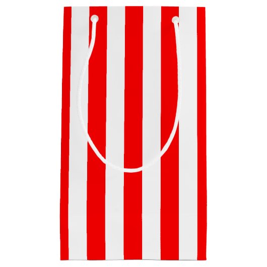 Rood en Wit Grote Grootte Verticale Strepen Klein Cadeauzakje (Voorkant)