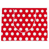 Rood en wit Grote Middelgrote Polka Dot Kerstmis Groot Cadeauzakje (Voorkant)