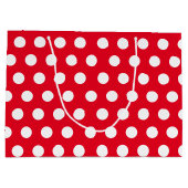 Rood en wit Grote Middelgrote Polka Dot Kerstmis Groot Cadeauzakje (Achterkant)