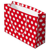 Rood en wit Grote Middelgrote Polka Dot Kerstmis Groot Cadeauzakje (Achterkant Gekanteld)