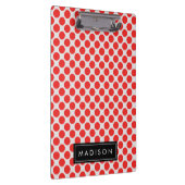 Rood en Wit Grote Polka Dots Monogram Klembord (Rechts)
