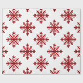 Rood en Wit Grote Sneeuwvlok Moderne Kerst Cadeaupapier (Vlak)