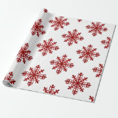 Rood en Wit Grote Sneeuwvlok Moderne Kerst Cadeaupapier (Uitgerold)