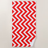 Rood en Wit Grote Verticale Chevron Strepen Strandlaken (Voorkant)