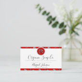 Rood en wit Hand-getrokken Rozen en bladeren ambac Visitekaartje (Staand voorkant)