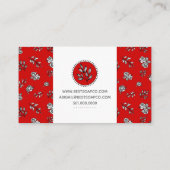 Rood en wit Hand-getrokken Rozen en bladeren ambac Visitekaartje (Achterkant)