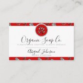 Rood en wit Hand-getrokken Rozen en bladeren ambac Visitekaartje (Voorkant)