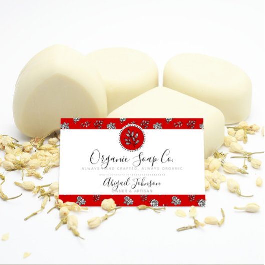 Rood en wit Hand-getrokken Rozen en bladeren ambac Visitekaartje