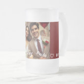 Rood en wit Happy Jubileum Foto Spaans Matglas Bierpul (Voorkant rechts)