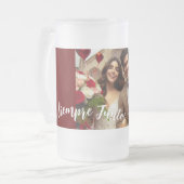 Rood en wit Happy Jubileum Foto Spaans Matglas Bierpul (Voorkant links)