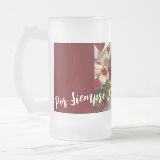 Rood en wit Happy Jubileum Foto Spaans Matglas Bierpul (Links)