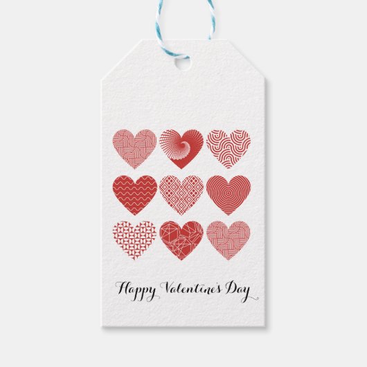 Rood en wit hart eenvoudig cadeaulabel (Voorkant)