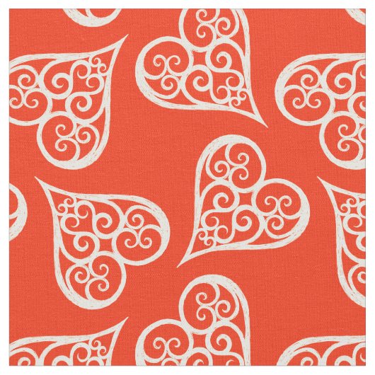 Rood en wit hart ・ Elegant traditioneel kerstfeest Stof (Close Up)