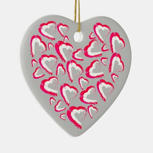 Rood en wit hart grijs Ornament (Rechts)