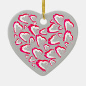 Rood en wit hart grijs Ornament (Voorkant)