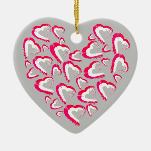 Rood en wit hart grijs Ornament (Voorkant)