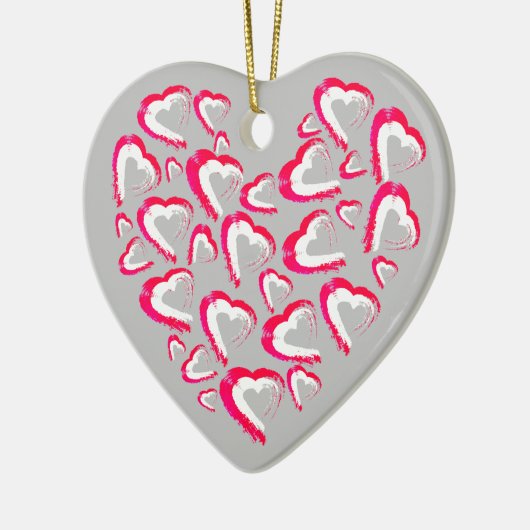 Rood en wit hart grijs Ornament (Links)