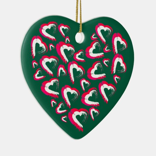 Rood en wit hart groen Ornament (Rechts)