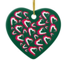 Rood en wit hart groen Ornament