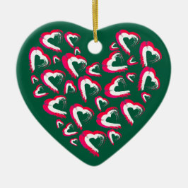 Rood en wit hart groen Ornament