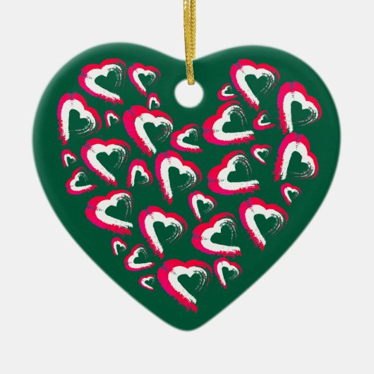 Rood en wit hart groen Ornament (Voorkant)