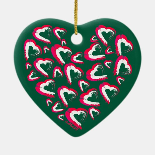 Rood en wit hart groen Ornament (Achterkant)