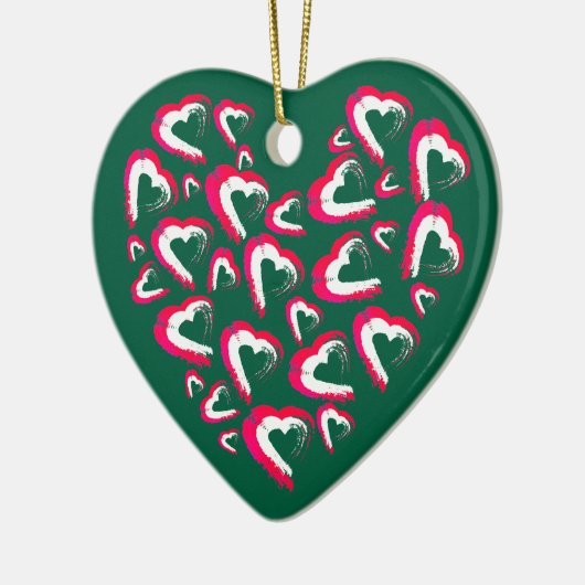 Rood en wit hart groen Ornament (Links)
