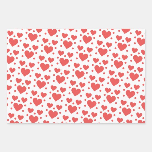 Rood en wit hart Moderne Liefde Valentijnsdag Inpakpapier Vel (Voorkant 2)
