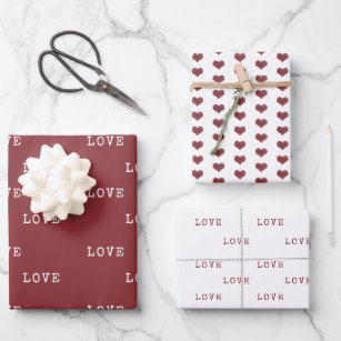 Rood en wit hart Moderne Liefde Valentijnsdag Inpakpapier Vel
