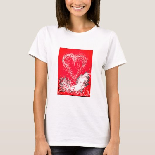 Rood en Wit Hart T-shirt (Voorkant)