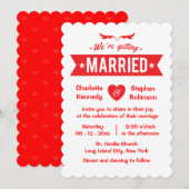 Rood en Wit Hart We gaan trouwen Kaart (Voorkant / Achterkant)