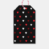 Rood en wit harten op zwart cadeaulabel (Voorkant)