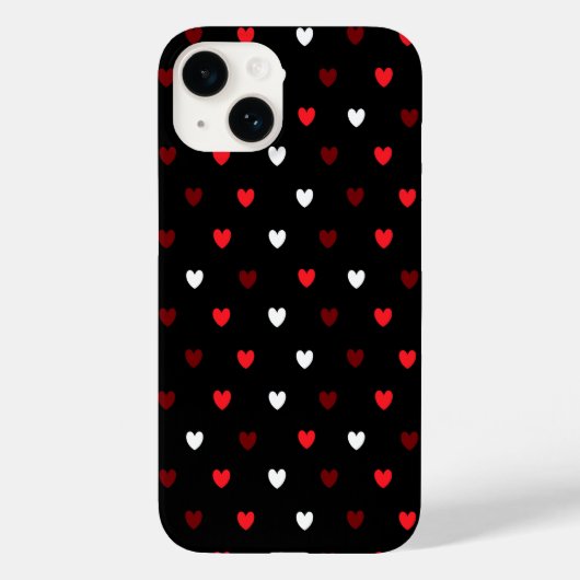 Rood en wit harten op zwart Case-Mate iPhone case (Achterkant)