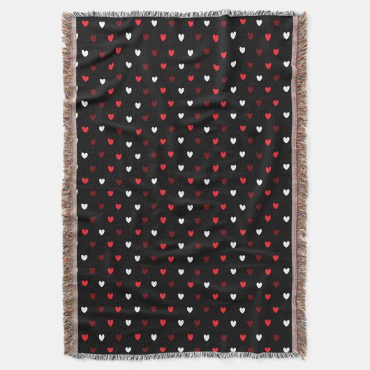 Rood en wit harten op zwart deken (Voorkant Verticaal)