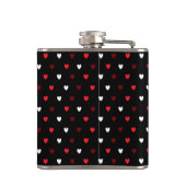 Rood en wit harten op zwart heupfles (Achterkant)