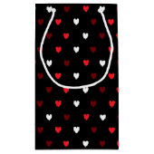 Rood en wit harten op zwart klein cadeauzakje (Achterkant)
